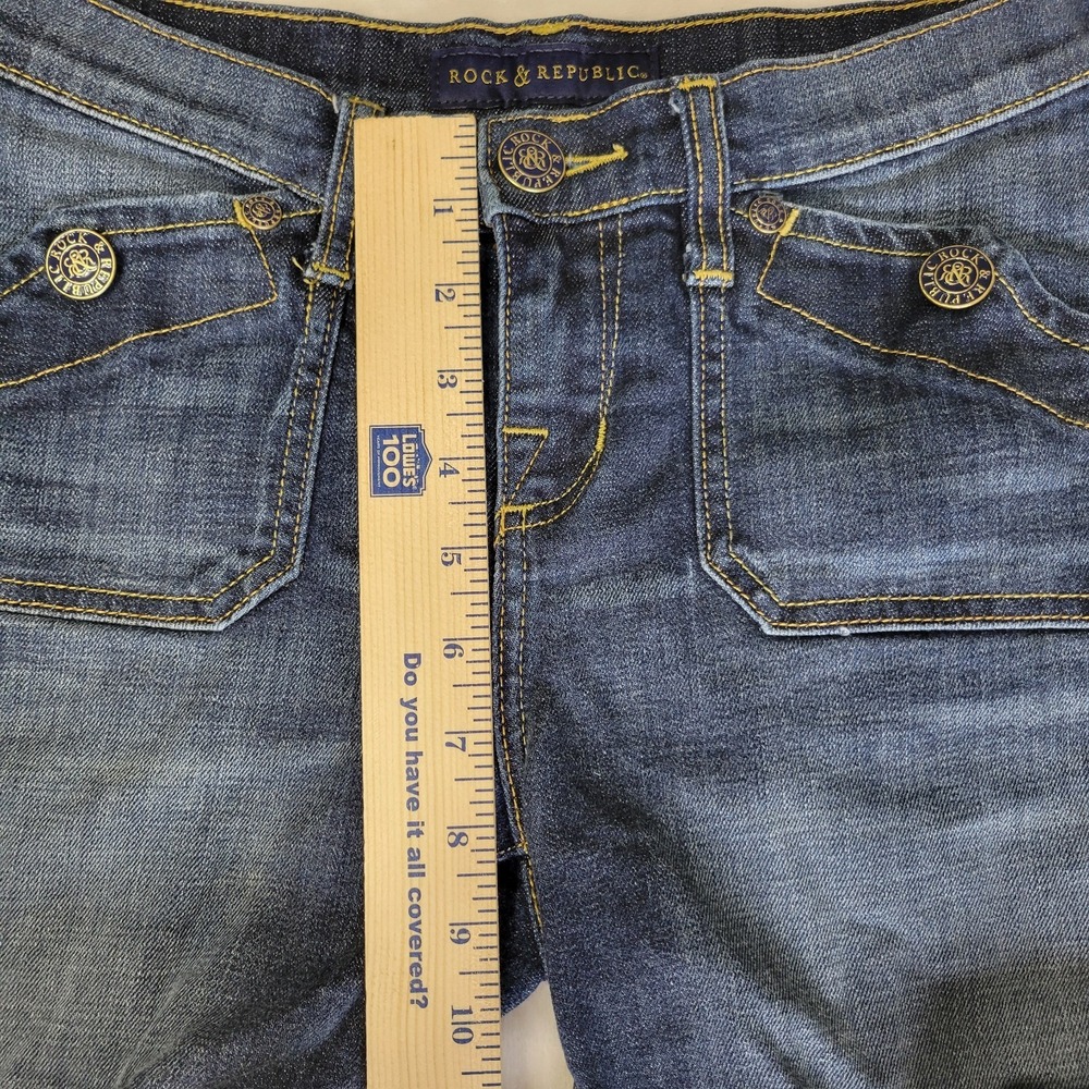 Rock & Republic Cut Off Shorts Size 2 Stinger Blue Stretch Denim Coastal Cowgirl - Picture 10 of 16